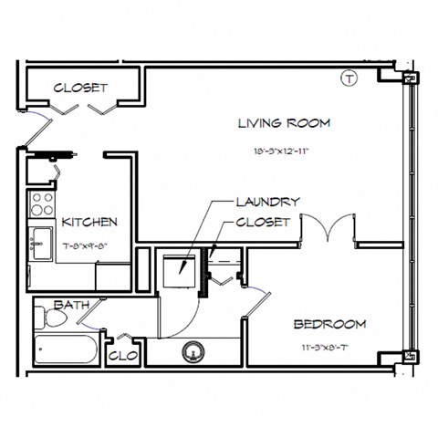 a floor plan of a house with a bedroom and a living room